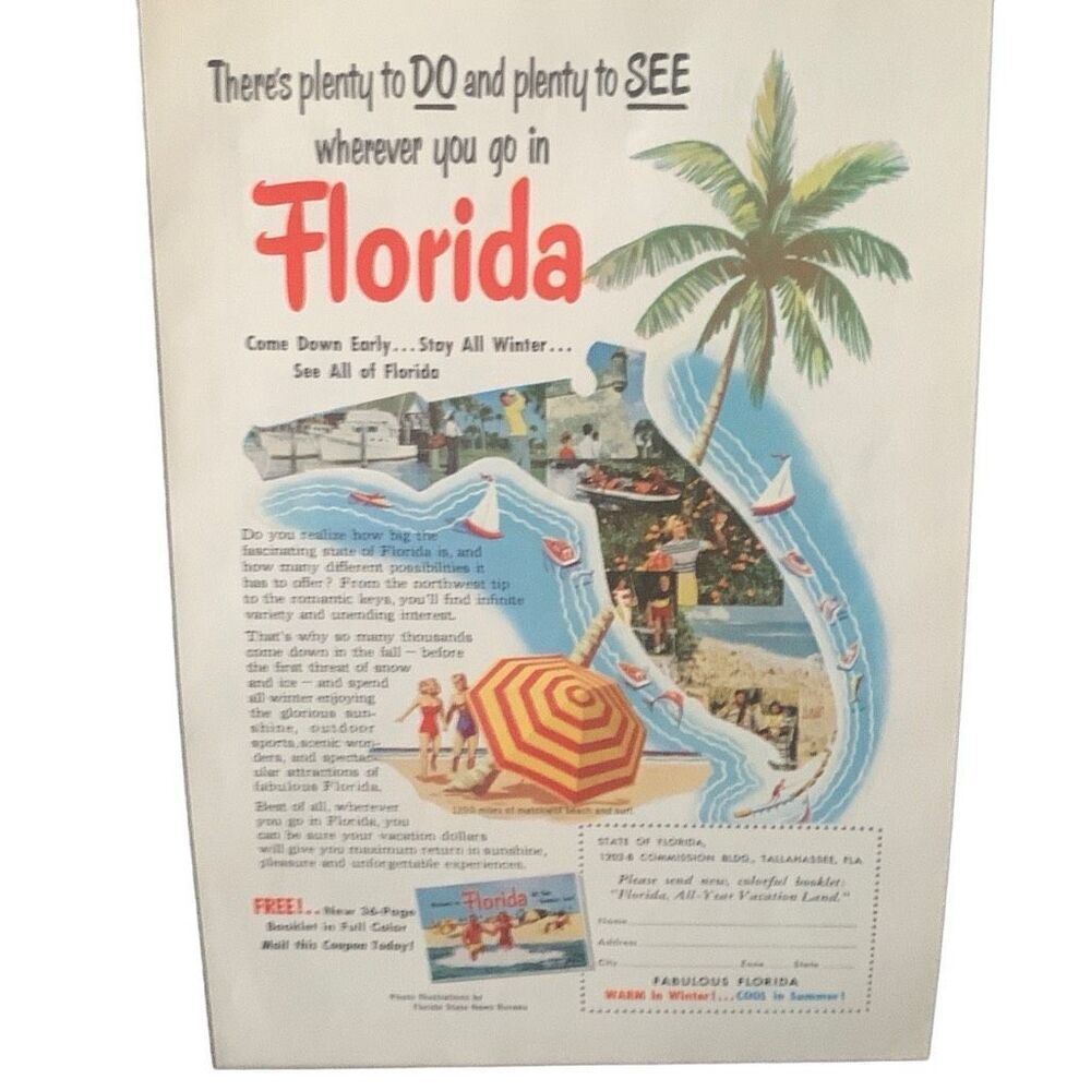 Vintage 1952 Florida Stay All Winter As Advertisement